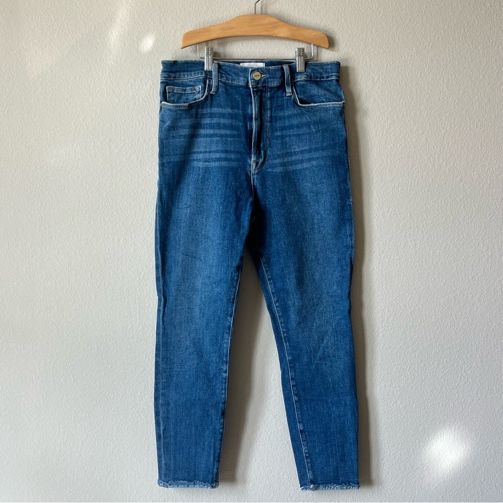 Frame Ali High Rise Cigarette Denim Blue Jeans Size 30